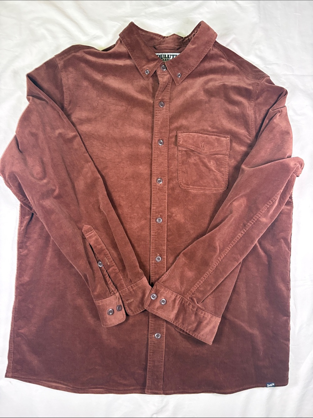 Duluth Trading Co Men's Corduroy Button-Down Shirt — Rust